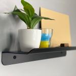 Wall Mount Decorative Shelf Black Metal Floating Rack for Bedroom or Kitchen Storage for sale