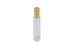 China Square Cologne Perfume Tester Bottle With Gold Aluminum Spray Pump supplier