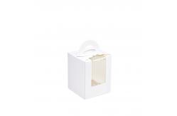 China OEM Eco Friendly Kraft Paper Cake Box With Transparent Window 60gsm Thickness supplier