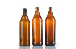 China Custom Printed 1000Ml Soda Bottles Frosted Glass Bottles With Crown Cap supplier