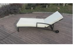 China Adjustable Rattan Sun Lounger , Grey Folding Wicker Lounge Chair supplier