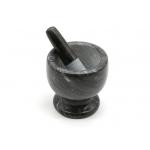 Black Marble Stone Mortar And Pestle Set For Spices Grinder Moisture Resistant for sale