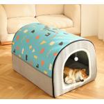 Foldable 2 In 1 Washable Cozy Pet Cave Bed With Removable Cushion