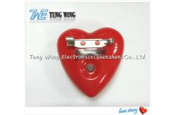 China Heart Shaped Flashing LED Badges For Festival Items , Party Flashing Items supplier