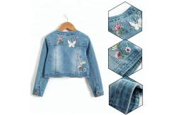 China Breathable Girls Jean Jacket / Children's Denim Jeans With Covered Button supplier
