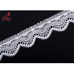 Delicate Flower Milk Yarn Embroidery Lace Trim With Scallop For Dress Decoration for sale