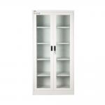 Metal Storage Cabinet With Handle Lock Glass Door Cupboard for sale