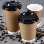 Customized Take Away Hot Coffee Disposable Paper Cups Double Wall 380ml for sale