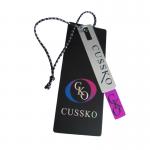 Custom Printed Luxury Clothing Paper Hang Tags Embossed Silver Foil Stamping Logo for sale