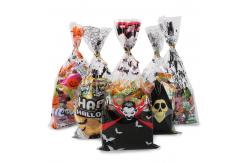 China Custom Printed Cellophane Treat Bags With Twist Ties For Halloween supplier