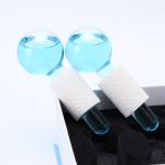 Home Facial Cooling Ice Globes Roller , Eye Cooling Globes With Foam Handle for sale
