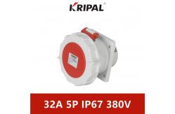 China 5P 32A IP67 Flange Size Panel Mounted Socket With Thread Lock supplier