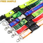 Personalized Printing Flat Polyester Lanyards Eco friendly with Detachable clip for sale