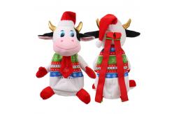 China 3D Modeling 30cm Christmas Cow Plush Backpack For Kids supplier
