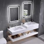 Rectangle Double Sink Waterproof Bathroom Vanity With Smart Lighted Led Mirror