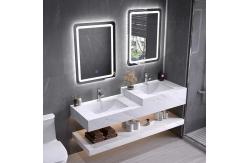 China Rectangle Double Sink Waterproof Bathroom Vanity With Smart Lighted Led Mirror supplier
