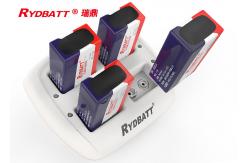 China RYDBATT 4 Slot 6F22 Li Ion Battery Charger / Li Ion LED Smart 9v Lithium Ion Battery Charger supplier