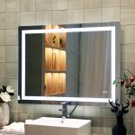 Square IP44 Wall Mounted Led Backlit Defog Multi function Bathroom Light Mirror 110-277V 50/60HZ for sale