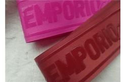 China Shiny Transparent Silicon Logo Screen Printing Label In Coloful Polyester Thread Ribbon supplier