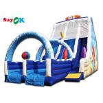 42.7ft Giant Inflatable Water Slides Blue Inflatable Double Beach Lane Slide for sale