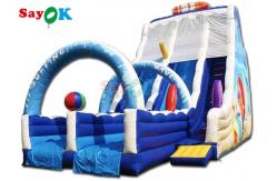 China 42.7ft Giant Inflatable Water Slides Blue Inflatable Double Beach Lane Slide supplier