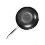Honeycomb 32cm Frying Pan Silver 304 Stainless Steel Wok Non Stick 2.35kg for sale
