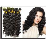 Custom Natural Black Remy Virgin Human Hair Extensions Deep Wave
