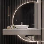 Half Moon Frameless Backlit Bathroom Mirror Smart Led Light Wall