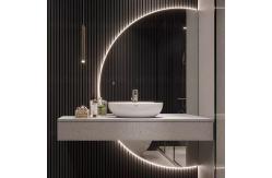 China Half Moon Frameless Backlit Bathroom Mirror Smart Led Light Wall supplier