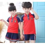 Summer Short Sleeve Teen School Uniform Comfortable Hit Color Shoulder Stitching for sale
