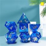 Blue Ocean Heart Crystal Resin Boarding Dice Set Dragon and Dungeon for sale