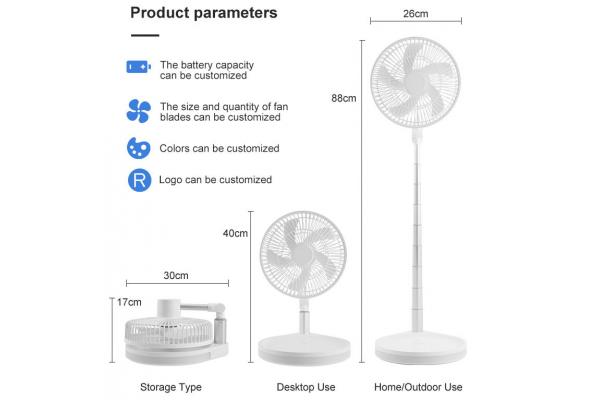 Wall Installation Pedestal Stand Custom Folding Fans With AC Power Supply