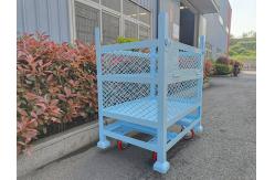China Foldable Mesh Powder Coating Metal Pallet Cage For Warehouse Logistics supplier