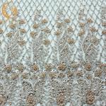 Beaded Nice Lace Fabric Exquisite 91.44cm Length Types Of Handmade Lace for sale