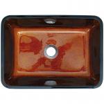 Russet Brown Tempered Glass Basin Bowl Rectangular Table Top Solid
