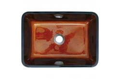 China Russet Brown Tempered Glass Basin Bowl Rectangular Table Top Solid supplier