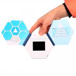 Hexagon 256MB LCD video brochure card , audio video business cards For Marketing ODM for sale