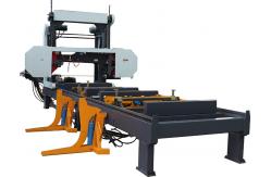 China Hydraulic Horizontal Band Saw Log Cutting Sawmill with log rotation and loader supplier