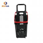 China Customized Logo Plastic 4 Wheels Supermarket Store Basket Trolley for sale