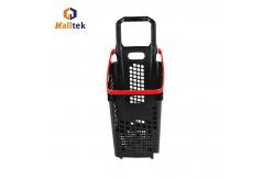 China Customized Logo Plastic 4 Wheels Supermarket Store Basket Trolley supplier