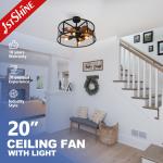 Downrod Mount Remote Control Cage Ceiling Fan 20in With Light for sale