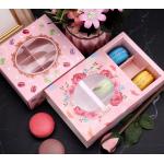 Pink Feather Rose Macaron Gift Box With Clear Window Elegant French Dessert Packaging For Parties Weddings Favors for sale