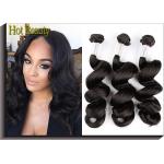 22 Inch Peruvian Virgin Hair / Natural Black Loose Wave Hair Bundles for sale