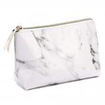 Marble PU Travel Makeup Brush Organizer Pouch With Gold Zipper for sale