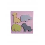 China Giraffe Animal Puzzle Certified Eco Friendly Silicone Baby Toys Included Items 15*15*3 cm 220 Gram for sale