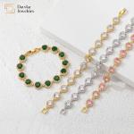 Women 18k Gold Bracelet Jewelry , Zircon Natural Diamond Bracelet for sale