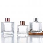 Different Sizes 50ml 100ml 200ml Empty Square Reed Diffuser Glass Bottles With Cork for sale