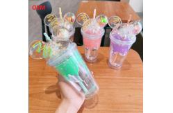 China Straw Cup Summer Ice Cream Cup Transparent Double-Layer Plastic Water Cup supplier