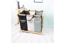 China Reusable Folding Collapsible Laundry Hamper For Clothes Socks Sturdy Bamboo Wood supplier