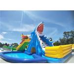 Environmental Backyard Inflatable Water Parks Shark Water Slide With 2 Years Warranty for sale